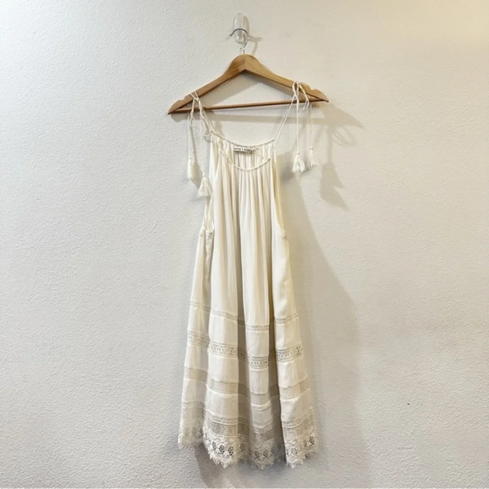 Alice + Olivia Danna Tie-Strap Short Dress Crochet Embroidered White Size Small - Picture 3 of 11
